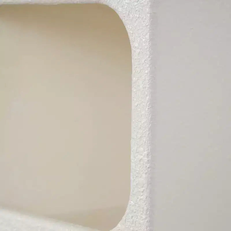 Estantería de pared arqueada geométrica de madera de 60x40 cm con formas de bloques color crema - Estilo tradicional, sin montaje, almacenamiento abierto