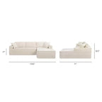 Brenley 110.5 Sofá seccional en caja RAF, chenilla gris ceniza