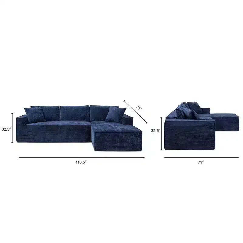 Brenley 110.5 Sofá seccional en caja RAF, chenilla gris ceniza