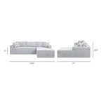 Brenley 110.5 Sofá seccional en caja RAF, chenilla gris ceniza