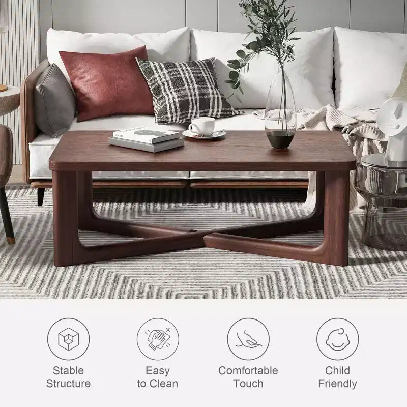 Mesa de centro rectangular de madera maciza para sala de estar Mesa auxiliar