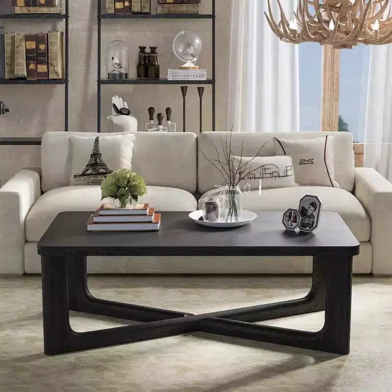 Mesa de centro rectangular de madera maciza para sala de estar Mesa auxiliar