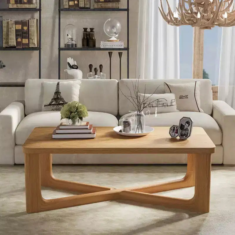 Mesa de centro rectangular de madera maciza para sala de estar Mesa auxiliar