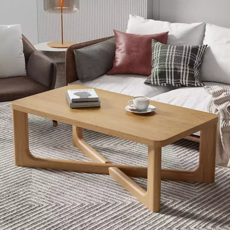 Mesa de centro rectangular de madera maciza para sala de estar Mesa auxiliar