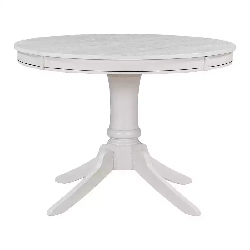 Mesa de comedor retro funcional de 5 piezas con mesa de comedor redonda extensible y 4 sillas de comedor tapizadas