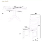 Mesa de comedor retro funcional de 5 piezas con mesa de comedor redonda extensible y 4 sillas de comedor tapizadas