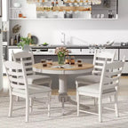 Mesa de comedor retro funcional de 5 piezas con mesa de comedor redonda extensible y 4 sillas de comedor tapizadas