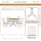 Mesa de comedor retro funcional de 5 piezas con mesa de comedor redonda extensible y 4 sillas de comedor tapizadas