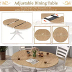 Mesa de comedor retro funcional de 5 piezas con mesa de comedor redonda extensible y 4 sillas de comedor tapizadas