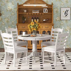 Mesa de comedor retro funcional de 5 piezas con mesa de comedor redonda extensible y 4 sillas de comedor tapizadas