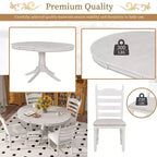 Mesa de comedor retro funcional de 5 piezas con mesa de comedor redonda extensible y 4 sillas de comedor tapizadas