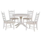 Mesa de comedor retro funcional de 5 piezas con mesa de comedor redonda extensible y 4 sillas de comedor tapizadas
