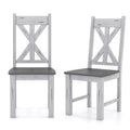 Costway Wooden Dining Chair Set of 2/4 with Rubber Wood Frame Elegant Hollowed Backrest