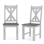 Costway Wooden Dining Chair Set of 2/4 with Rubber Wood Frame Elegant Hollowed Backrest