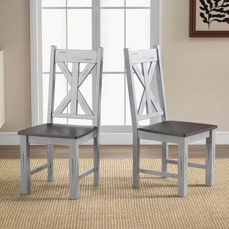Juego de 2/4 sillas de comedor de madera con estructura de madera de caucho y elegante respaldo hueco