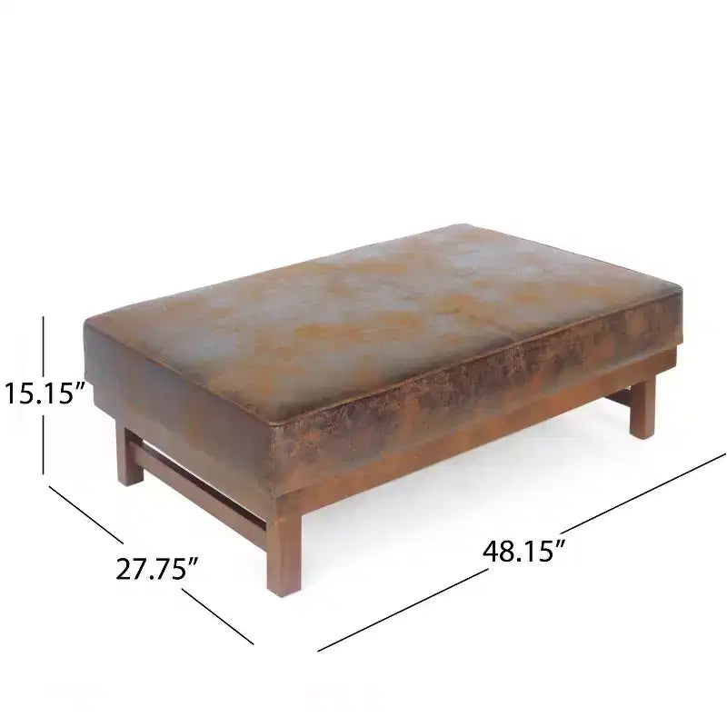 Puf otomana Temzyl moderno, tapizado, de madera de caucho para cóctel