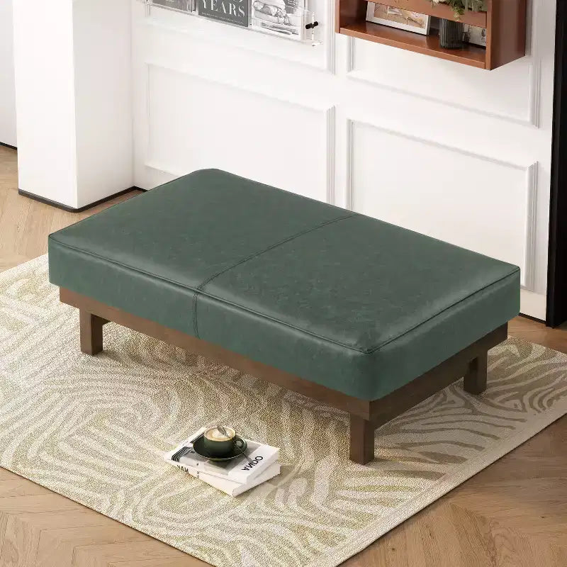 Puf otomana Temzyl moderno, tapizado, de madera de caucho para cóctel