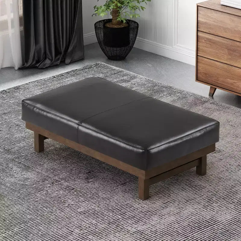 Puf otomana Temzyl moderno, tapizado, de madera de caucho para cóctel