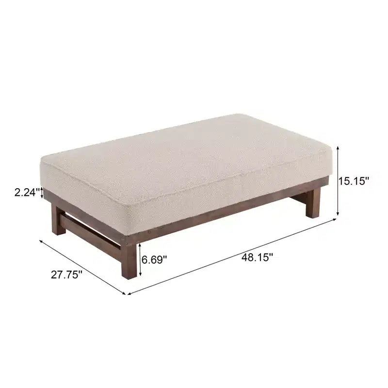 Puf otomana Temzyl moderno, tapizado, de madera de caucho para cóctel
