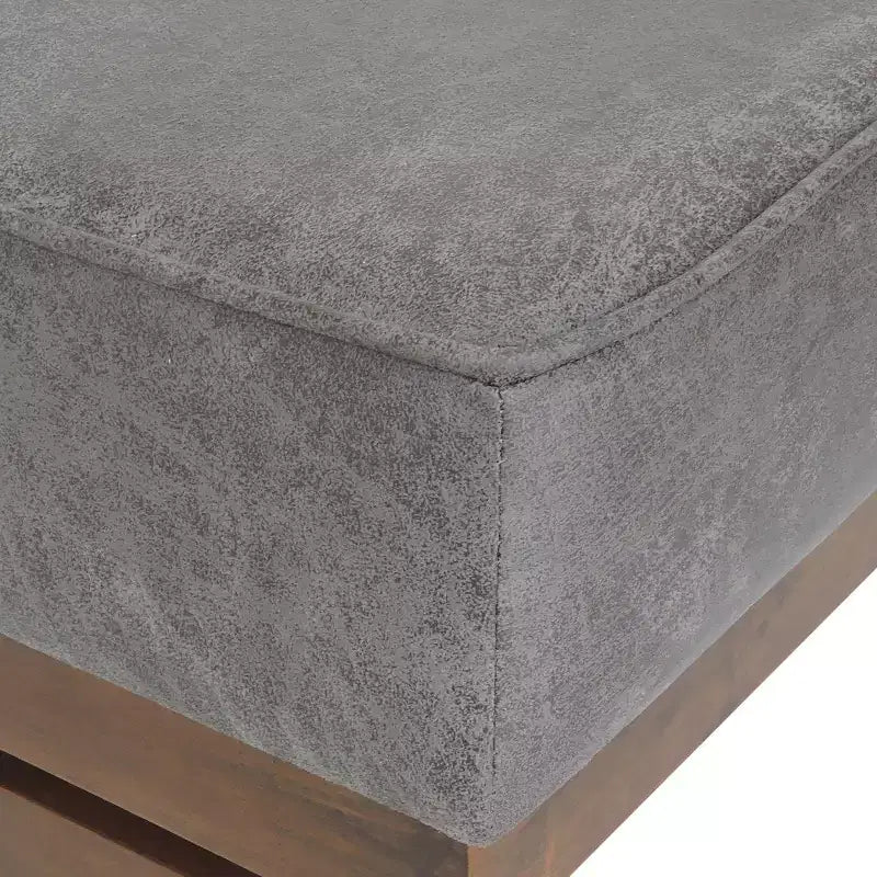 Puf otomana Temzyl moderno, tapizado, de madera de caucho para cóctel