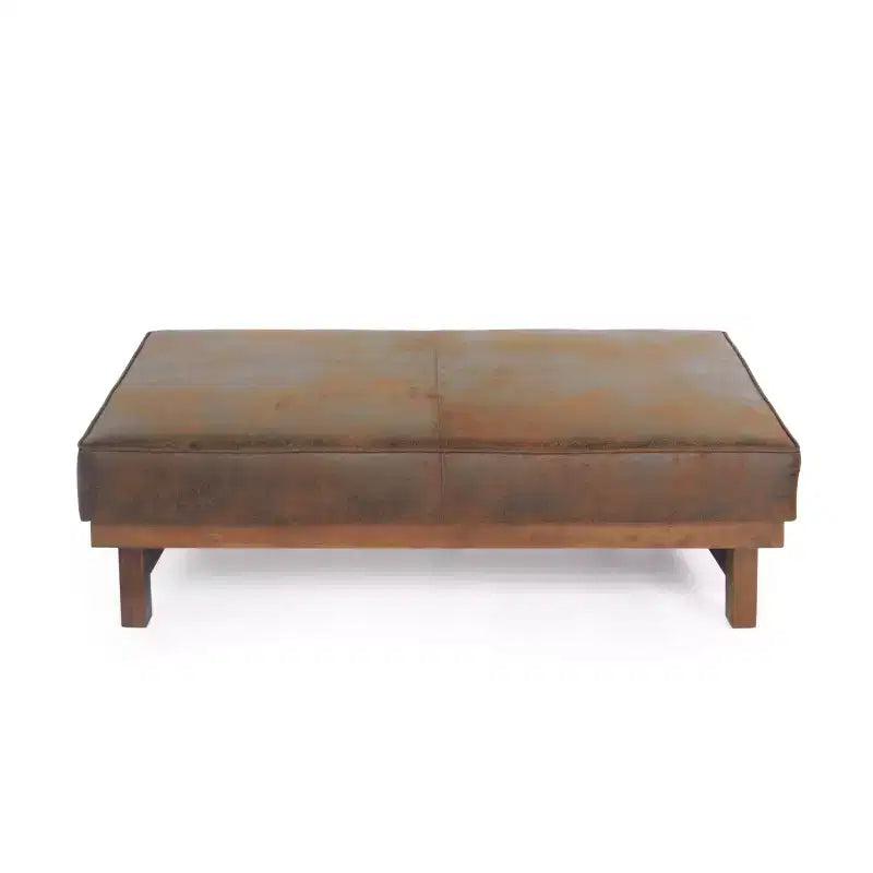 Puf otomana Temzyl moderno, tapizado, de madera de caucho para cóctel