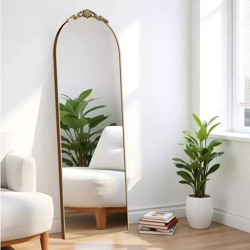 Espejo de cuerpo entero de aleación de aluminio PexFix 67x24 con arco lateral - Con soporte