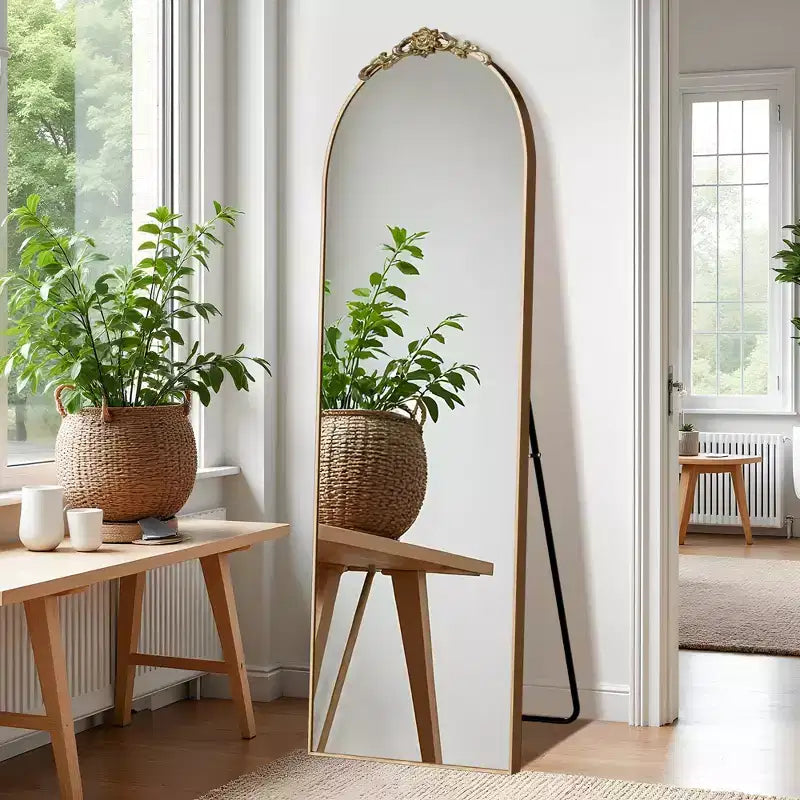 Espejo de cuerpo entero de aleación de aluminio PexFix 67x24 con arco lateral - Con soporte