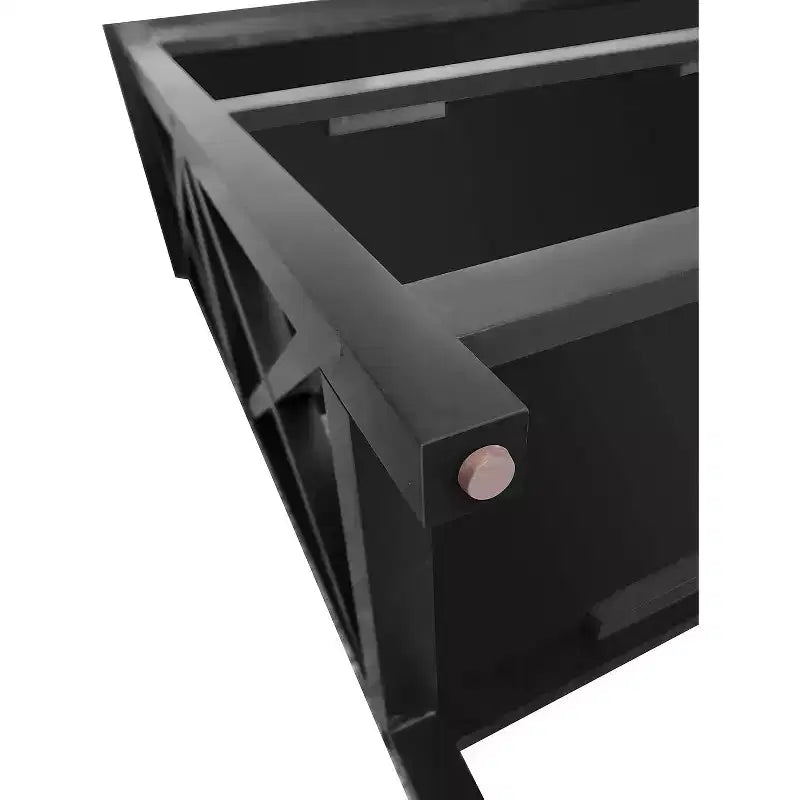 Mesa de sofá consola de entrada de 3 niveles con diseño en X y estantes, negra