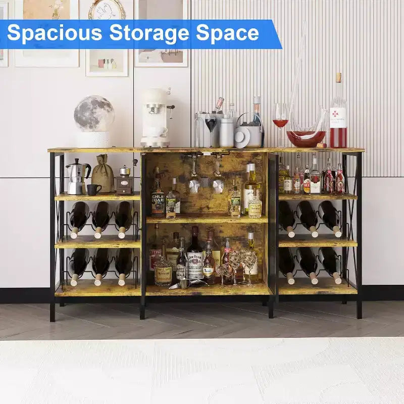 Vinoteca de 55 pulgadas, mueble licorero moderno con botellero y puerta de malla, aparador para sala de estar, cocina, entrada
