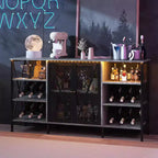 Vinoteca de 55 pulgadas, mueble licorero moderno con botellero y puerta de malla, aparador para sala de estar, cocina, entrada