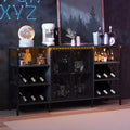 55 Wine Bar Cabinet, Modern Liquor Cabinet Station with Wine Rack & Mesh Door, Kitchen Sideboard Buffet Cabinet for Living Room, Kitchen, Entryway