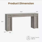 Mesa consola extralarga de 70 pulgadas, mesa de sofá de madera para entrada, vestíbulo, pasillo y detrás del sofá