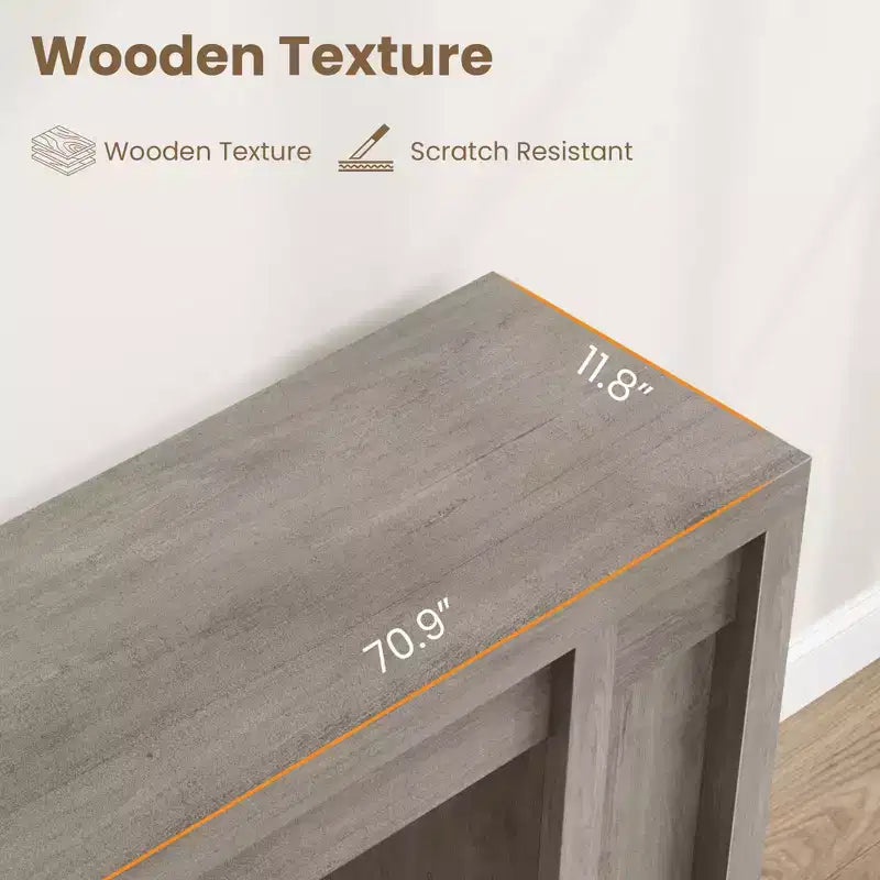 Mesa consola extralarga de 70 pulgadas, mesa de sofá de madera para entrada, vestíbulo, pasillo y detrás del sofá