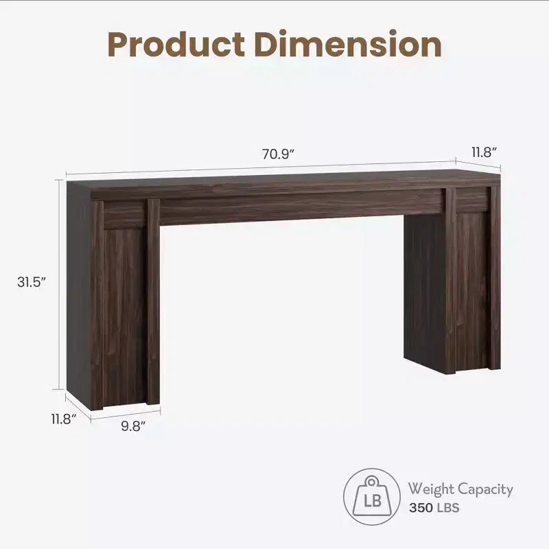 Mesa consola extralarga de 70 pulgadas, mesa de sofá de madera para entrada, vestíbulo, pasillo y detrás del sofá