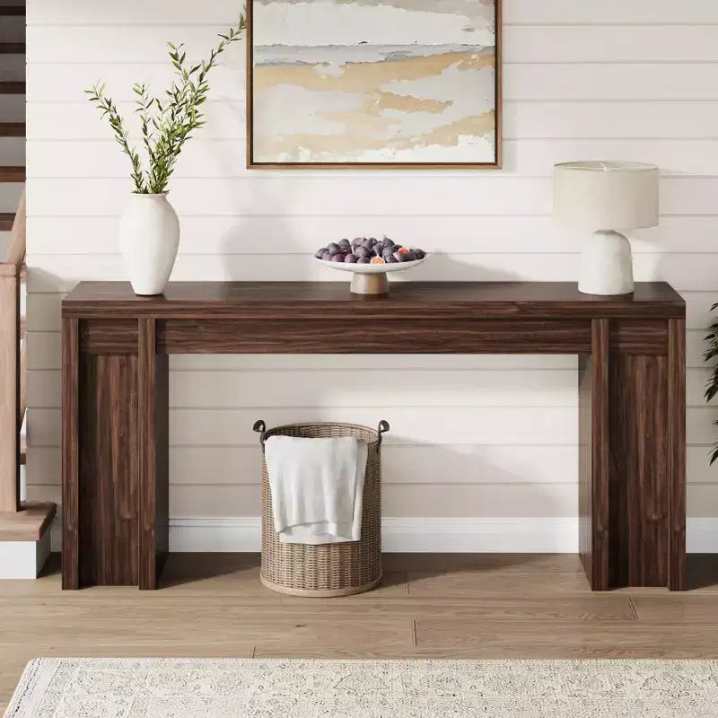 Mesa consola extralarga de 70 pulgadas, mesa de sofá de madera para entrada, vestíbulo, pasillo y detrás del sofá