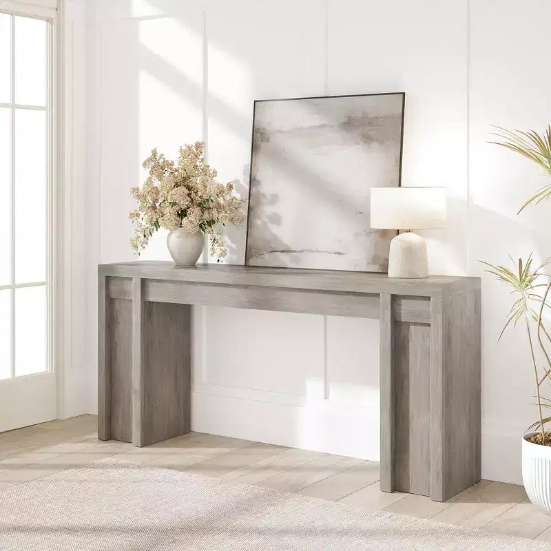 Mesa consola extralarga de 70 pulgadas, mesa de sofá de madera para entrada, vestíbulo, pasillo y detrás del sofá