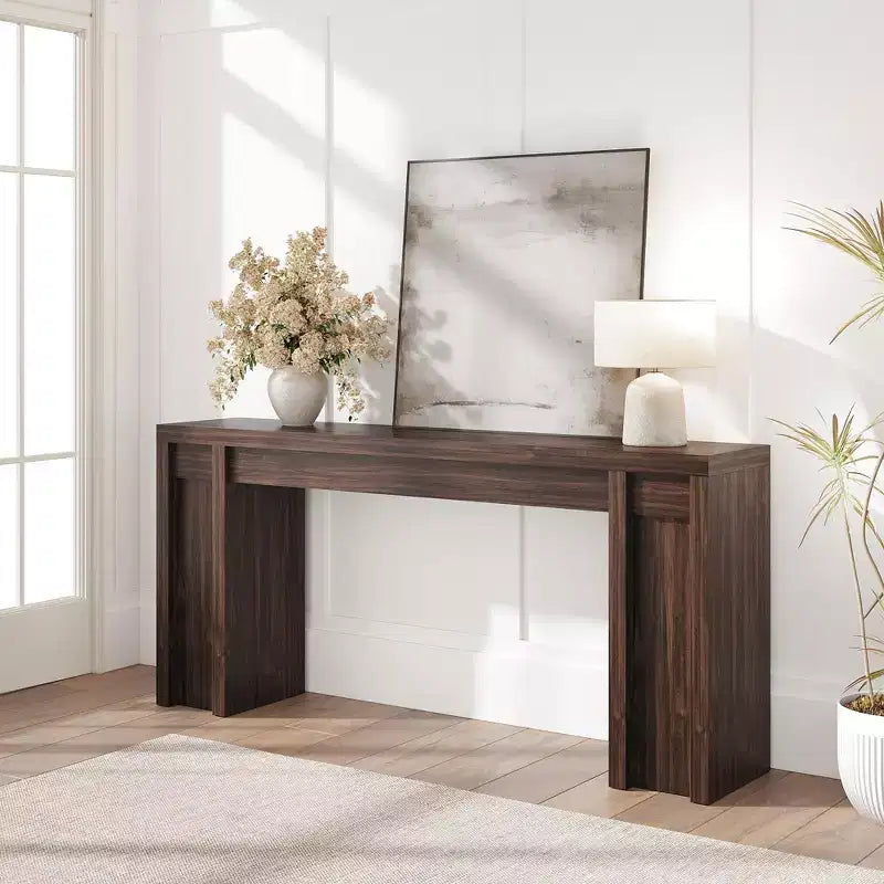 Mesa consola extralarga de 70 pulgadas, mesa de sofá de madera para entrada, vestíbulo, pasillo y detrás del sofá