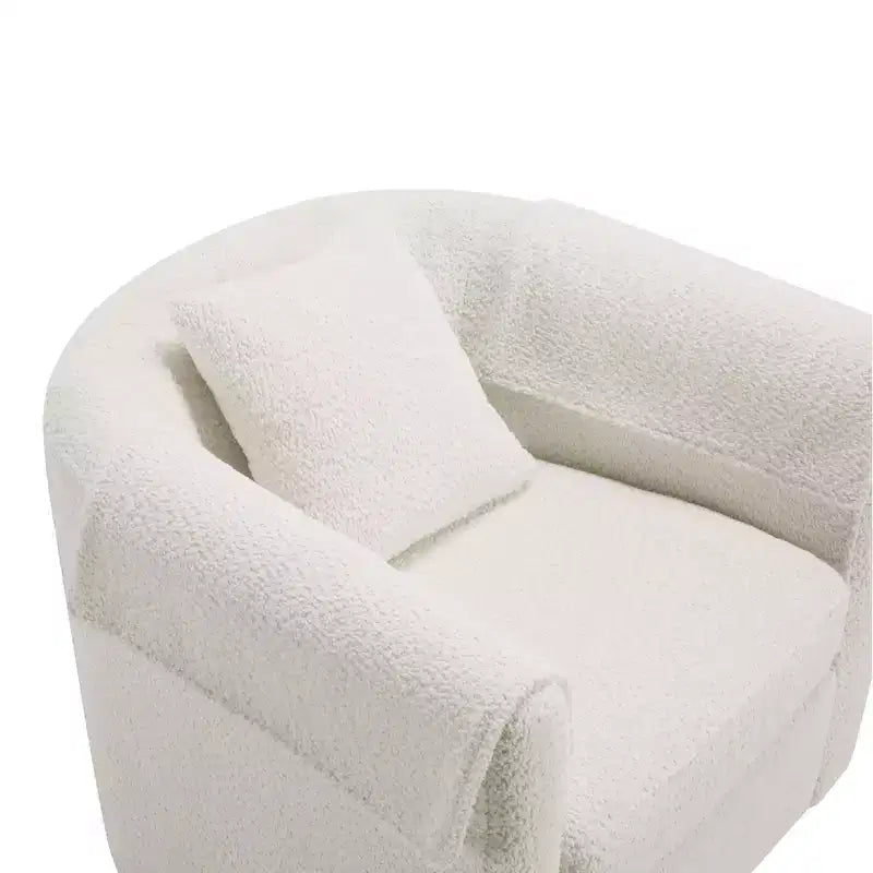 Sillón Moderno Giratorio con Otomana, Sillas de Barril de Chenilla con Cojín Trasero Extraíble y 2 Fundas para Reposabrazos, Sillón de Lectura