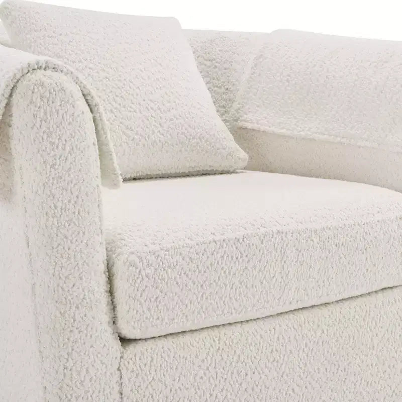 Sillón Moderno Giratorio con Otomana, Sillas de Barril de Chenilla con Cojín Trasero Extraíble y 2 Fundas para Reposabrazos, Sillón de Lectura