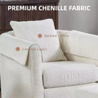 Sillón Moderno Giratorio con Otomana, Sillas de Barril de Chenilla con Cojín Trasero Extraíble y 2 Fundas para Reposabrazos, Sillón de Lectura