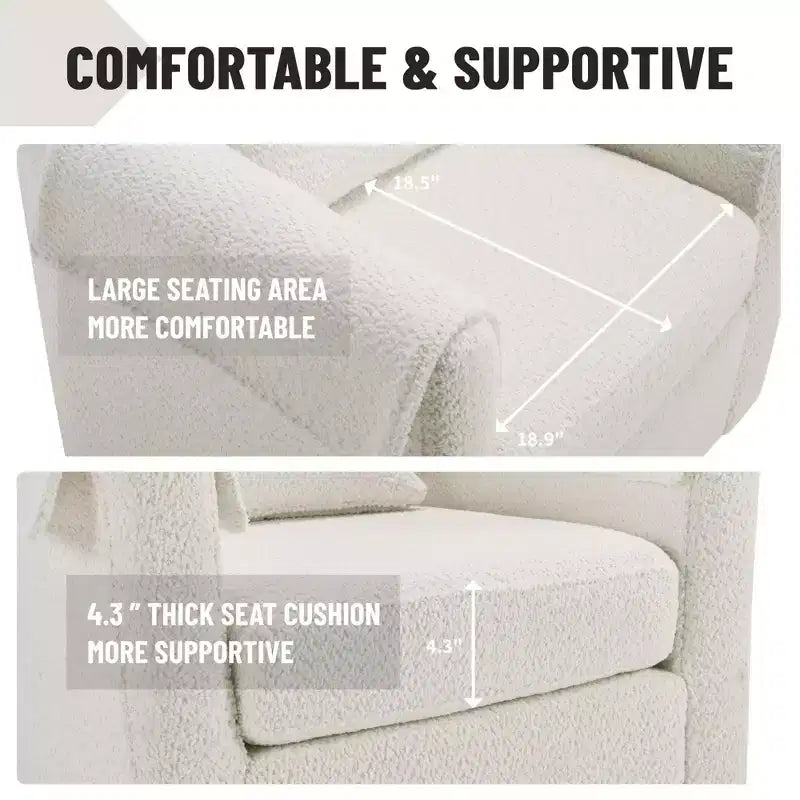 Sillón Moderno Giratorio con Otomana, Sillas de Barril de Chenilla con Cojín Trasero Extraíble y 2 Fundas para Reposabrazos, Sillón de Lectura