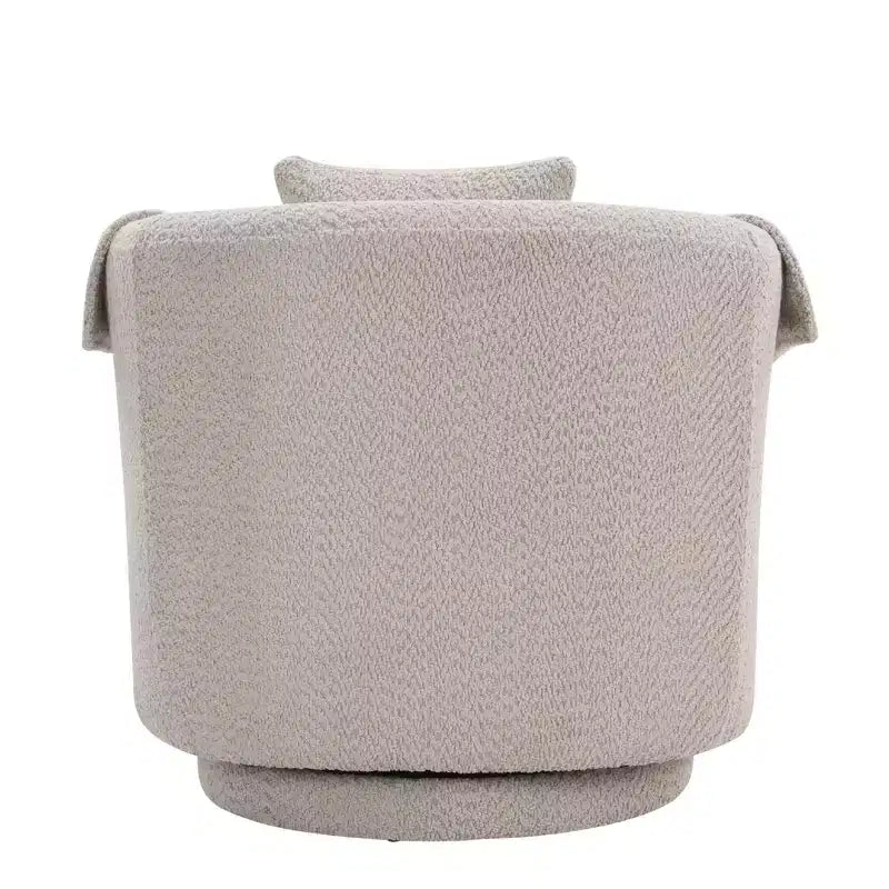 Sillón Moderno Giratorio con Otomana, Sillas de Barril de Chenilla con Cojín Trasero Extraíble y 2 Fundas para Reposabrazos, Sillón de Lectura