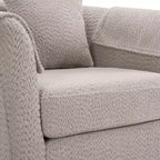 Sillón Moderno Giratorio con Otomana, Sillas de Barril de Chenilla con Cojín Trasero Extraíble y 2 Fundas para Reposabrazos, Sillón de Lectura