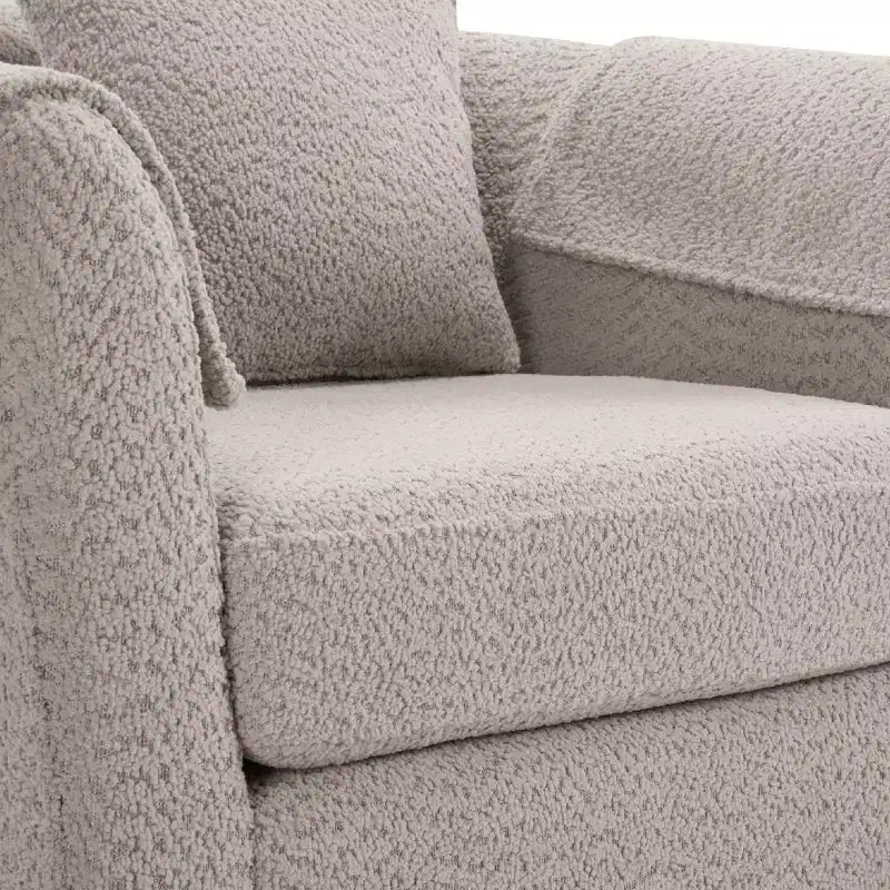 Sillón Moderno Giratorio con Otomana, Sillas de Barril de Chenilla con Cojín Trasero Extraíble y 2 Fundas para Reposabrazos, Sillón de Lectura
