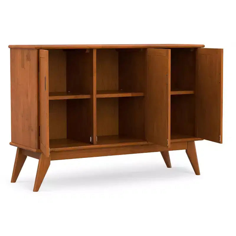 Aparador bufé rectangular moderno de mediados de siglo de 3 puertas Tierney de madera maciza de 50 pulgadas de ancho