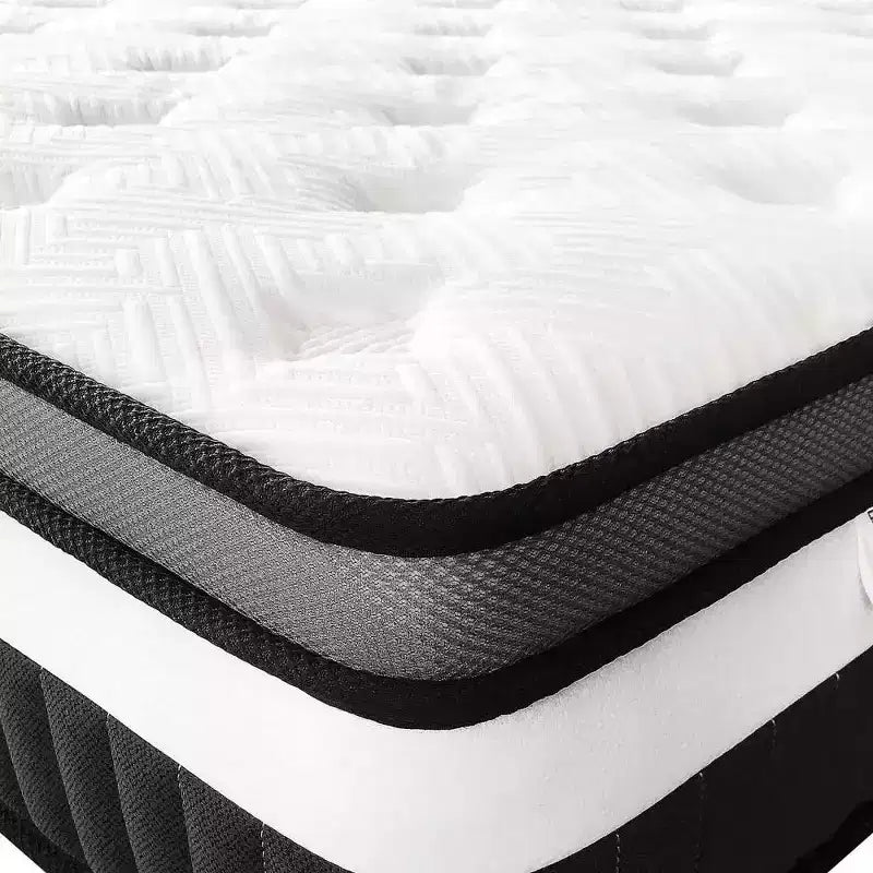 Colchón híbrido Queen de 14 pulgadas en caja con espuma viscoelástica de gel, sensación media, alivio de presión, agradable para la piel, aislamiento de movimiento, certificado CertiPUR-US