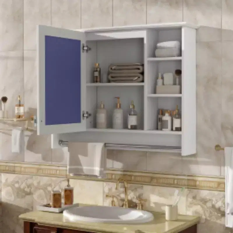 Gabinete de pared para baño de 36 pulgadas, botiquín montado en la pared con toallero y estantes abiertos, mueble flotante sobre el inodoro para almacenamiento en el baño
