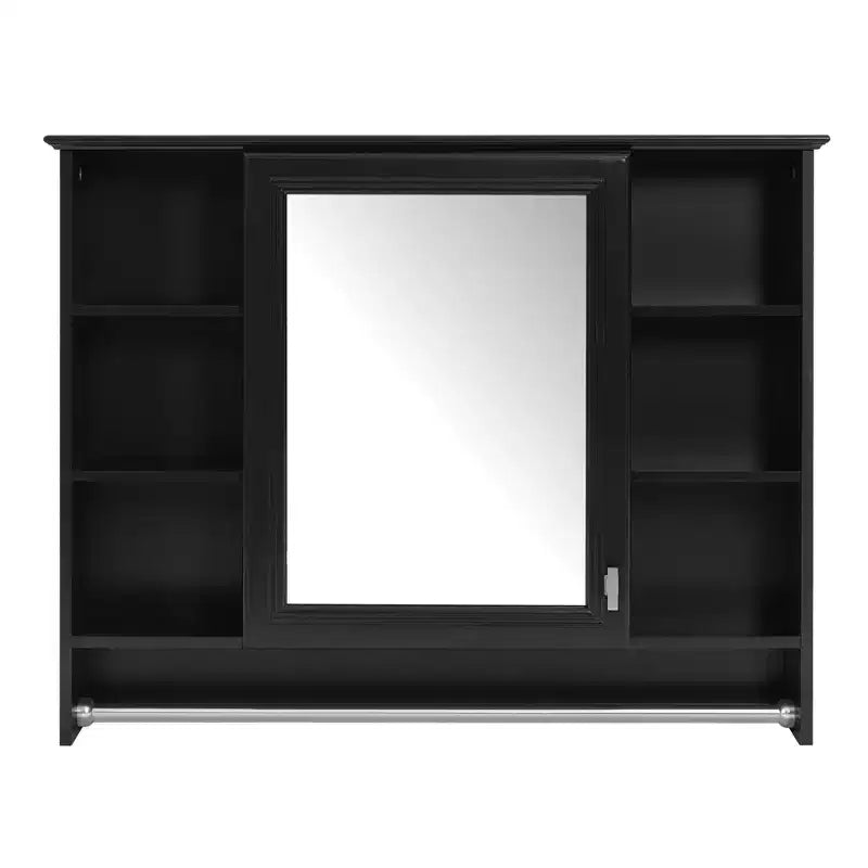 Gabinete de pared para baño de 36 pulgadas, botiquín montado en la pared con toallero y estantes abiertos, mueble flotante sobre el inodoro para almacenamiento en el baño