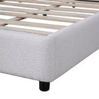 Estructura de cama tapizada Queen/King Size con cabecera acolchada curva redonda, blanco - ModernLuxe
