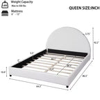 Estructura de cama tapizada Queen/King Size con cabecera acolchada curva redonda, blanco - ModernLuxe